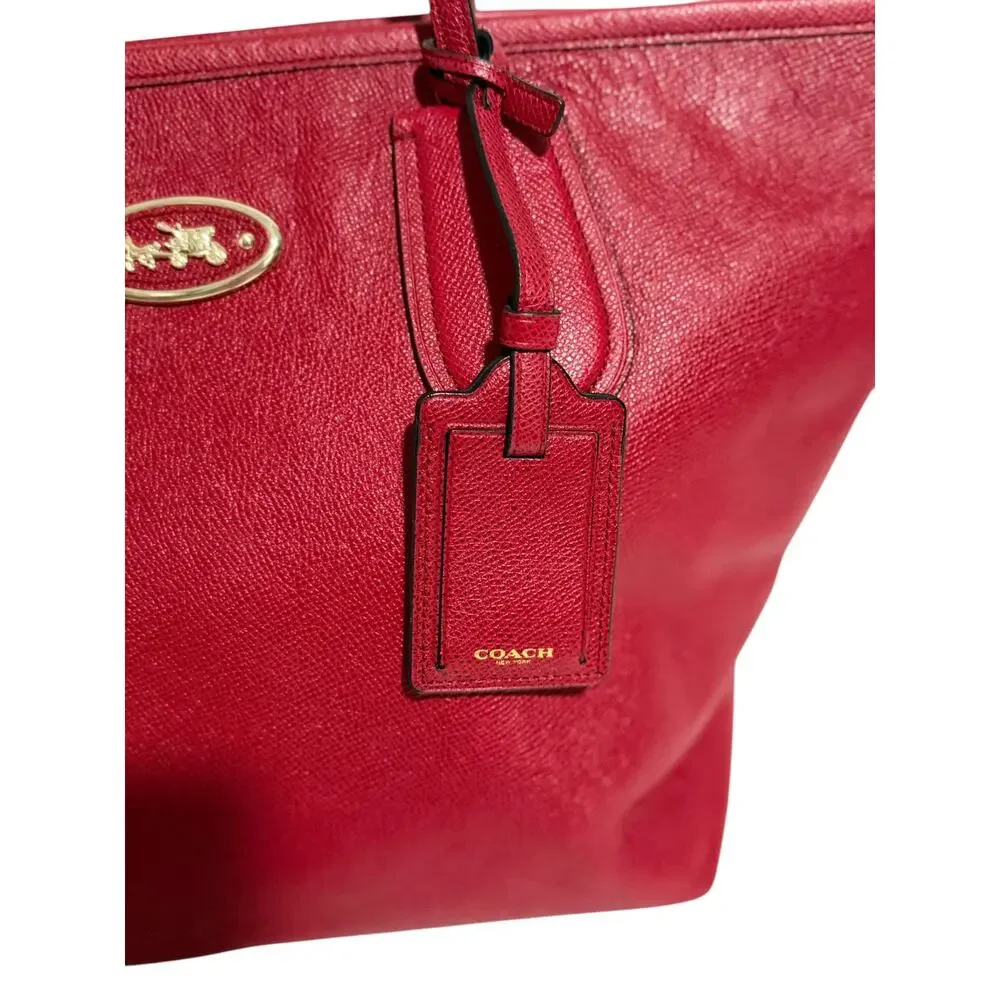 COACH Red Current Leather Taxi Tote Bag